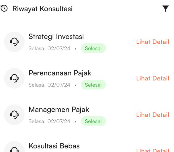 Tampilan riwayat konsultasi