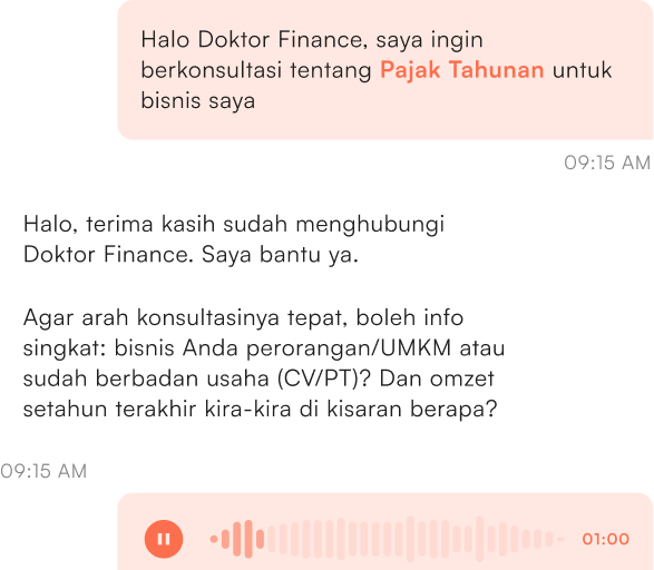 Tampilan chat atau voice konsultasi