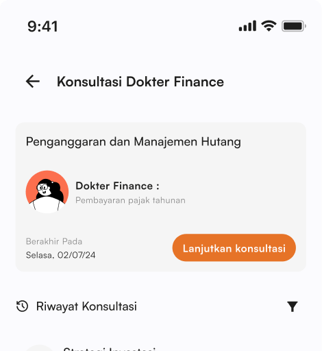 Tampilan fitur Konsultasi Dokfin